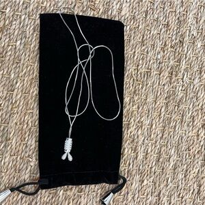 Silver & Rhinestone Tie Pendant Necklace